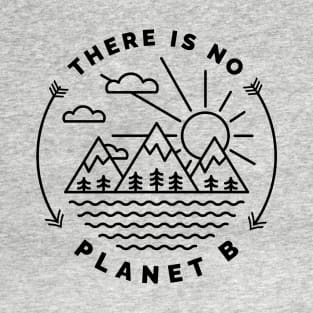 There Is No Planet B Line Art Black T-Shirt